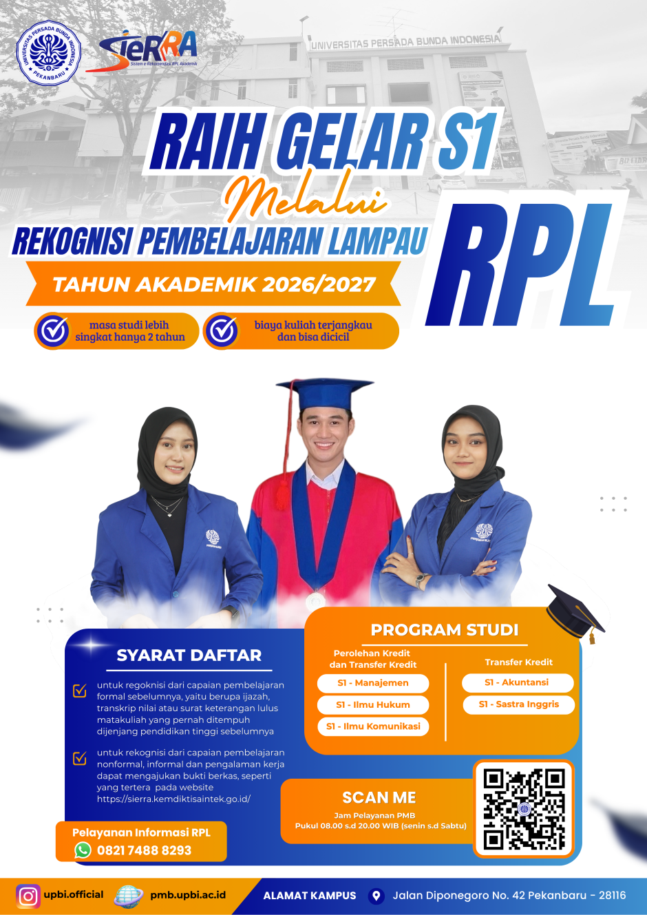 Telah dibuka Jalur rekognisi pembelajaran lampau (RPL)